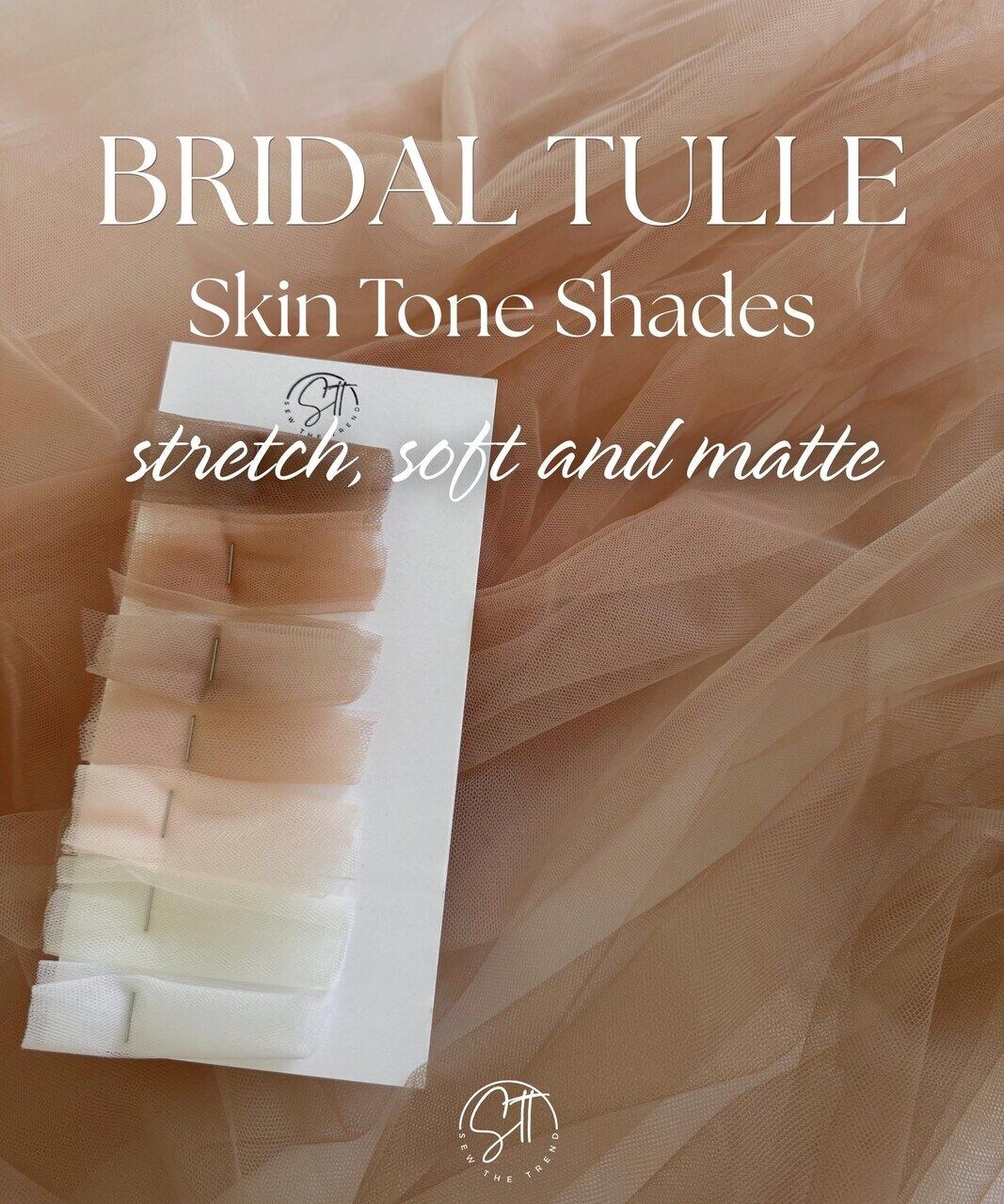 Skin Tone Tulle Net Veil Mesh Fabric by the Yard, 63" Wide, Soft Stretch Nylon Tulle for Gowns & Veils
